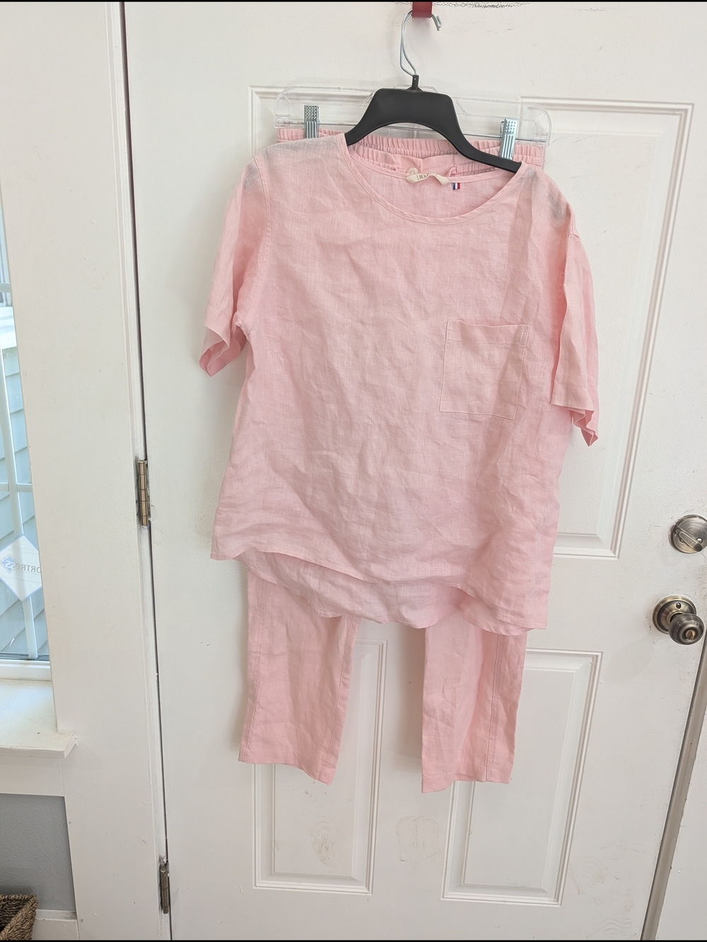 Linen & Co. 100% Linen Light Pink Two-Piece Set
